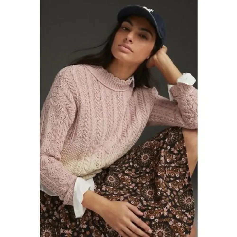 Anthropologie- Anthropologie Marci Dip Dye Cable Knit Ombre Sweater